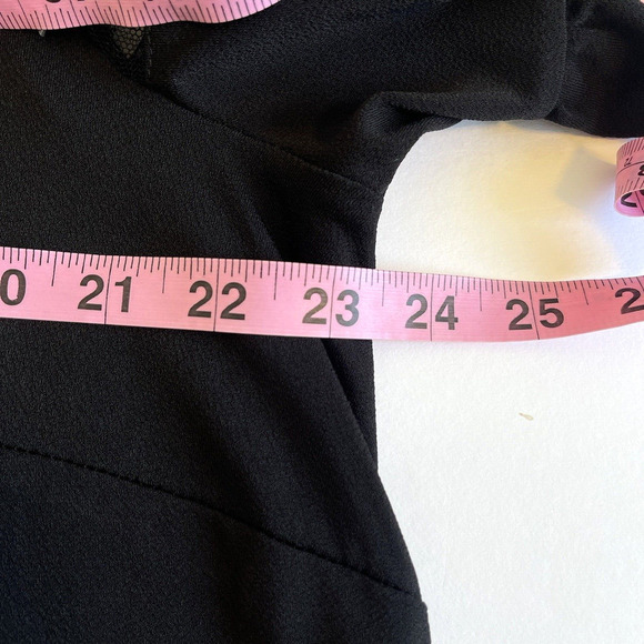 Adrianna Papell Blouse Top Womens Plus Size 1X Black Mesh Short Bell Sleeve - Picture 8 of 9